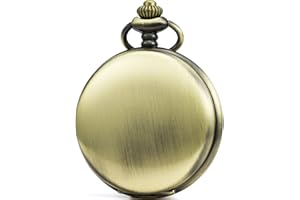 SEWOR Lisse Visage remontage Manuel Montre de Poche Cuir Boîte Cadeau (Noir)