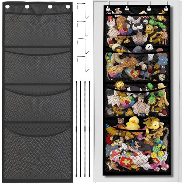 Filet De Rangement Pour Jouets Et Doudous - À Suspendre Au Côté Du Lit, élastique, Noir, Pour Chambre D'enfant, Organisation Ludique