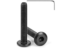 Tunejoy 20 Pièces Vis à Tête Plate M6 x 35 mm Noir Vis à Six Pans Creux en Acier Inoxydable A2 V2A Boulons de Meubles Hexagonale avec Clé Allen Filetage Complet