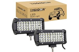 RIGIDON 2 Pcs Barra de luz led, 7 pulgadas 120W,Fila Cuádruple Barras luminosas led para off road camión coche ATV SUV 4x4 barco, Faro Trabajo Led 12V 24V, Lampara Foco, Faros Trabajo Led Tractor