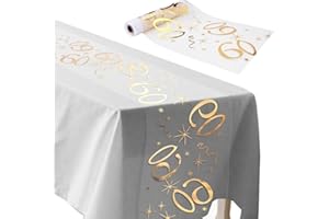 ddckj Happy Birthday Table Runner 28 cm x 10 m 60th Birthday Table Cloth Golden Table Decorations for Men and Women Anniversary Celebrations Banquets Parties