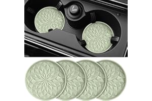 STLIAN Car Coasters for Cup Holders [4 Pack] - 2.75In Silicone Auto Mug Mats - Universal Non-Slip Recessed Car Interior Accessories Desert Sage