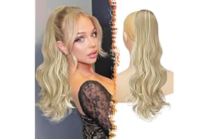 ‎BARSDAR BARSDAR Wellige Pferdeschwanz Haarteil mit Kordelzug, 50cm Comb Clip in Licht Asch Blond Ponytail Extension für Frauen Lockige Synthetik Natürliche Pferdeschwanz Haarverlängerung Zopf Haarteile