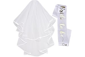 Willingood JGA akcesoria dekoracyjne na wieczór panieński | szarfa + biały welon z grzebieniem dla panny młodej to be, Team Braut