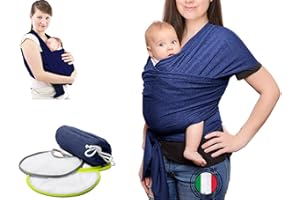 BABYTOOLS Fascia Neonato (100% Made In Italy) Con 2 BAVAGLINI INCLUSI, Fascia Porta Bebe In Cotone Organico, Fascia Neonato Porta Bebe In Tessuto Morbido, Leggero, Traspirante, Adatta Fino A 15 Kg