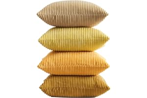 Topfinel Poszewka na poduszkę, żółta, 40 x 40, 4-częściowy zestaw, sztruksowa, poszewka na poduszkę, dekoracyjna, na sofę, do sypialni, salonu, na balkon, dla dzieci, puszysta, gradientowa