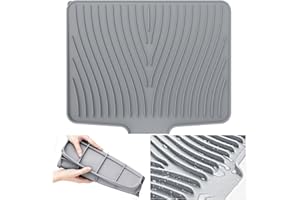 Houbobo Silicone Dish Drying Mat for Multiple Usage, Dish Drying Pad, Heat-Resistant, Non-Slip Silicone Draining Mat for Kitchen Counter, Sink, Refrigerator or Drawer Liner, Dishwasher Safe