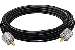 TUOLNK SO239 UHF macho a UHF cable de extensión macho Cable coaxial RF de baja pérdida Cable coaxial PL259 RG58 para radio bidireccional/dispositivos LAN inalámbricos Cable UHF de 16,4 pies (5 m)