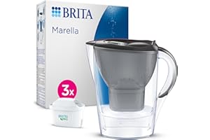 BRITA Dzbanek filtrujący Marella grafitowy (2.4L) zawiera 3 filtry MAXTRA PRO Pure Performance - wskaźnik elektroniczny, uchylna pokrywka, filtr redukuje chlor, kamień, zanieczyszczenia