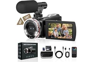 Euiivnt 4K 60FPS Video Camera with HDMI & Mic, 48MP Camcorder for YouTube Vlogging, Dual Lens 21X Zoom, Rotatable Screen, 2 Batteries & 64GB Card