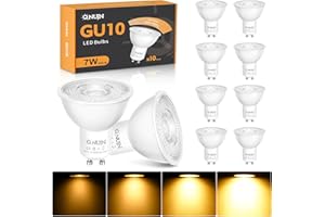 QNUJN GU10 LED Bulbs Dimmable, Warm White 3000K LED Light Bulbs, 7W 500lm Energy Saving GU10 Bulbs, 50W Halogen Spotlight Equivalent, 38° Beam Angle, for Home Lighting Decor -10 Packs