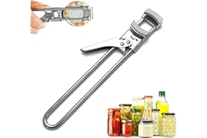 MAJOYLIFE Dosenöffner Verstellbar,Deckelöffner für Schraubgläser,Manueller Flaschenöffner aus Edelstahl für Küche und Restaurant (Silver)