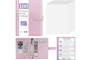 Dzhzal Budget Ordner mit Geldumschlägen, Vornummeriert, Geldspar Heraus Forderung mit 100 Tage Laminiertem Tracker A5 großes Leder Sparbuch für Zuhause Büro Schule Erfolgreich Einfach und Lustig