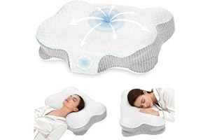 Dozion Oreiller Ergonomique Cervical pour Dormir - Oreiller Orthopédique en Mémoire de Forme, Soutien de la Nuque Latéral et Dorsal, Housse Déhoussable et Lavable, 58×40×10/13 cm