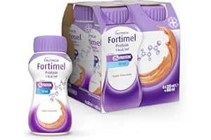 NUTRICIA FORTIMEL PROTEIN - Supplemento Nutrizionale Iperproteico (20g di Proteine per Bottiglia), utile in caso di Malnutrizione Proteica, Pronto da Bere, Gusto Cioccolato - 4 bottiglie da 200 ml