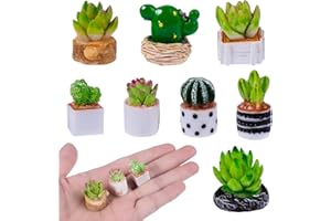 cobee Dollhouse Miniature Plant, 8 Pieces Miniature Artificial Plant, Dollhouse, Mini Potted Plant, Tiny Bonsai Model, Fake Succulent for 1:12 Dollhouse Decoration, Mini Garden