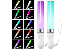 VEGENA LED Leuchtstab Glasfaser - 24 Farben umschaltbare Partyzubehör für Konzert, Hochzeit, Weihnachten und Party - 2 Stück