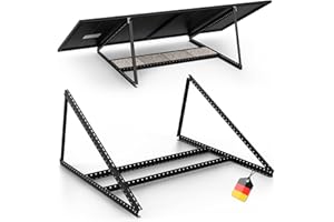 SolarXon Solarmodul Halterung schwarz, für 2 Module, 0% MwSt, Alu, 118 cm, 0-90° Winkel, Balkonkraftwerk Halterung, Solarpanel Halterung für Flachdach, Garage, freistehend