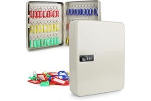 E-GREETSHOPPING Key Safe Wall Mounted Key Box, Digital Key Safe Box, 108 Outdoor Key Safe Key Cabinet, Steel Key Storage Organizer Box with 110 Key Fobs Labels, Key Management for Home Office Business School