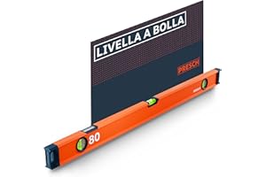 Presch Livella a bolla 80cm - Fiala infrangibile con pendenza 2% - Finestra di lettura verticale - Tappi antiscivolo innovativi - Superficie di misura precisa