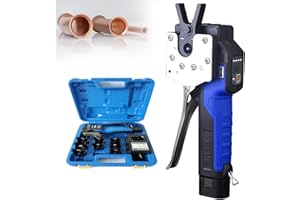 QOWRKRQ NOLLAM Cartellatrice Tubi Rame for Svasatura Cordless da 1/4" - 3/4", Espansore per Tubi Idraulici Strumento per Svasatura Tubi Eccentrici a 45 ° per Tubi in Rame e Alluminio,5chucks