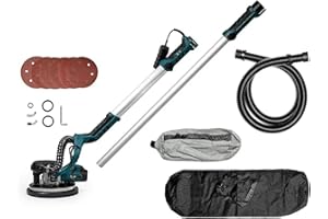 HOLZTECH Lijadora Pared Telescópica (1000W), Lijadora de Pared Plegable, Lijadora Jirafa 1000-1920RPM, Diámetro del Disco Lijador, Motor Totalmente de Cobre, Velocidades Ajustables, Luz LED