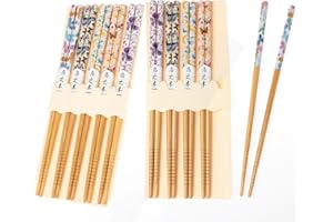 HOPEWEY 10 pares de palillos japoneses palillos reutilizables 22.5 CM mariposa colorida
