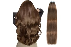 ‎SUYYA SUYYA Tape Extensions Echthaar,Invisible Tape in Extensions Echthaar Seidig Gerade Remy Tape Haarverlängerungen Echte Menschliches Haar 20 Zoll 50cm 20 Stück 50G #4 Schokoladenbraun