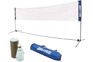 Wollowo 4m Foldable Portable Badminton Volleyball Net Frame Stand, FREE Shuttlecocks and Carry Bag