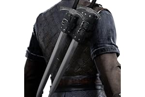 HiiFeuer Espada medieval de cuero de imitación doble espalda Rana, Funda ajustable para espada Mercenary, Funda Espada Espalda Edad Media