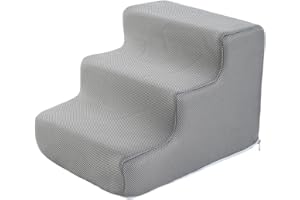 ＡＷＨＡＯ Escaleras para Mascotas, escaleras para Perros, rampa para Perros, Escalera Multiusos, Esponja de Alta Densidad para Perros pequeños, S 3 Pasos Gris