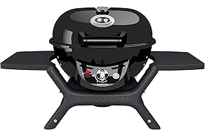 Outdoorchef Kompaktgrill „Minichef 420 G“ | Kugelgrill für saftige Steaks ohne Wenden | Gasgrill klein für Balkon und Camping – Ø 42 cm mit 4.2 kW, 18.128.06, Schwarz, 78 x 53 x 43 cm