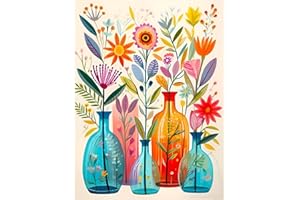 askkqtx Flowers Paint by Numbers Kit for Adults, Vase Adult Paint by Numbers for Beginners, Daisy Painting by Numbers for Adults on Canvas Gift Home Decor 12x16 Inch