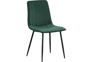 DS Furniture Velvet Dining Kitchen Chairs Living Room Chairs with Sturdy Metal Legs with Backrest and Padded Seat (Green-strip)