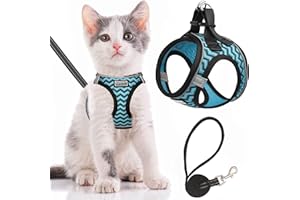 HAHEITA Cat Harness and Lead Escape Proof,Adjustable Soft Mesh Kitten Vest Harness for Walking Reflective Pet Harness for Cat Small Dogs Puppy