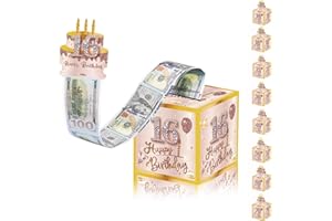 MIENOCOL Geldgeschenke Geburtstag Überraschungsbox für Mädchen 16 Geburtstag Surprise Box,Rosegold DIY Geburtstag Geschenkverpackung Geldgeschenke Verpackung,Rosa Gold Geldgeschenk Happy Birthday Tortendeko