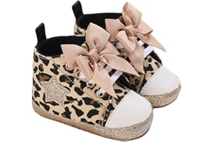 Carolilly Scarpe Primi Passi Infantile Sneaker Bambino Stampa Leopardato Scarpine Neonato AntiScivolo con Pailettes