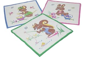 Betz Lot de 12 mouchoirs pour enfant à motif d'animal 26 x 26 cm en 100% coton, Dessin 6