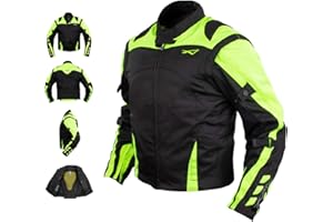 A-PRO Giacca Moto Tessuto Cordura Manica Staccabile Racing Sport Touring Fluo XL