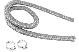 autozen Heater Exhaust Pipe, 200cm two-layer Stainless Steel Exhaust Pipe with 2 Clamps for Diesel Gas Vent Hose Heating