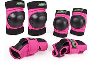 Everwell Erwachsene&Kinder Knieschoner Set Schützerset 6 in 1 Protektoren Set mit Knie-Ellbogen-verstellbare Handgelenkschoner für Inliner Skaten Roller Skateboard.