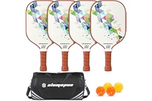 SLAMOPUS Pickleball-Schläger | Pickle-Ball Set mit 4 | Graphit- und Glasfasern Pickle Ball Schläger | enthält 2Innenbälle/2Außenbälle und eine Tragetasche|Wesentliche Pickleball-Schlägersets für Anfänger