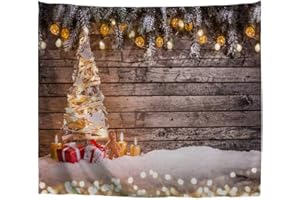 A.Monamour Tapisseries Décorations Pour Arbres De Noël Sur Des Planches En Bois Photographie Fond Tissu Tapisserie Murale Tentures Murales Rideau Pour Chambre Salon Dortoir