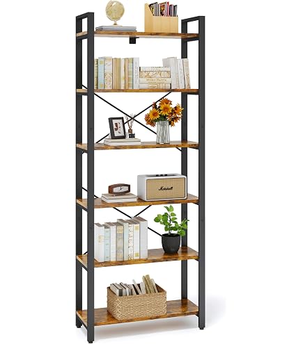 YITAHOME Bücherregal – 5 Ebenen, S-Form, Stahlrahmen, In Gold