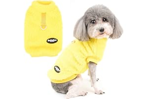 Zunea Fleece Hunde Sweater Mantel Warme Pullover Winterjacken für kleine Hunde Weiche Fuzzy Welpen Kleidung mit D-Ring für Geschirr Leine Kaltes Wetter Haustier Chihuahua Katze Bekleidung Gelb S