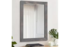 AAZZKANG Wooden Mirror Rectangle Rustic Mirrors for Wall Farmhouse Bedroom Bathroom Mirror Home Decor 50x40cm