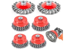 XPJBKC Drahtbürste Flex Set, 6 Stück Drahtbürste Winkelschleifer, Topfbürste Winkelschleifer, Topfbürste Bohrmaschine, Flex Drahtbürste, Gezopft für Winkelschleifer Oberflächenpolitur (75/100mm)