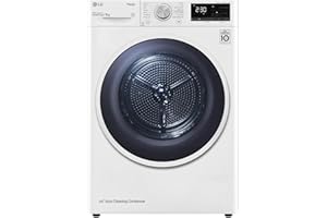 LG RH90V9AVHN Sèche-linge intelligent à chargement frontal 9 kg, classe C, condensation avec pompe à chaleur, Wi-Fi avec SmartThinQ, Eco Hybrid, Allergy Care, 60 x 69 x 85 cm - Blanc