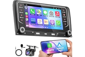 INEXACCESSORIES 4+64GB Autoradio für Audi A3 S3 RS3 2003-2012 mit Wireless Carplay & Android Auto, Android 13 7 Zoll IPS Autoradio mit GPS Sprachsteuerung SWC Rückfahrkamera Bluetooth 5.2 Freisprecheinrichtung WiFi
