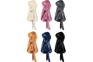 Tatuo 6 Stücke Dehnbarer Luxus Samt Durag Kappe Träger Headwraps mit Langem Schwanz und Breiten Trägern